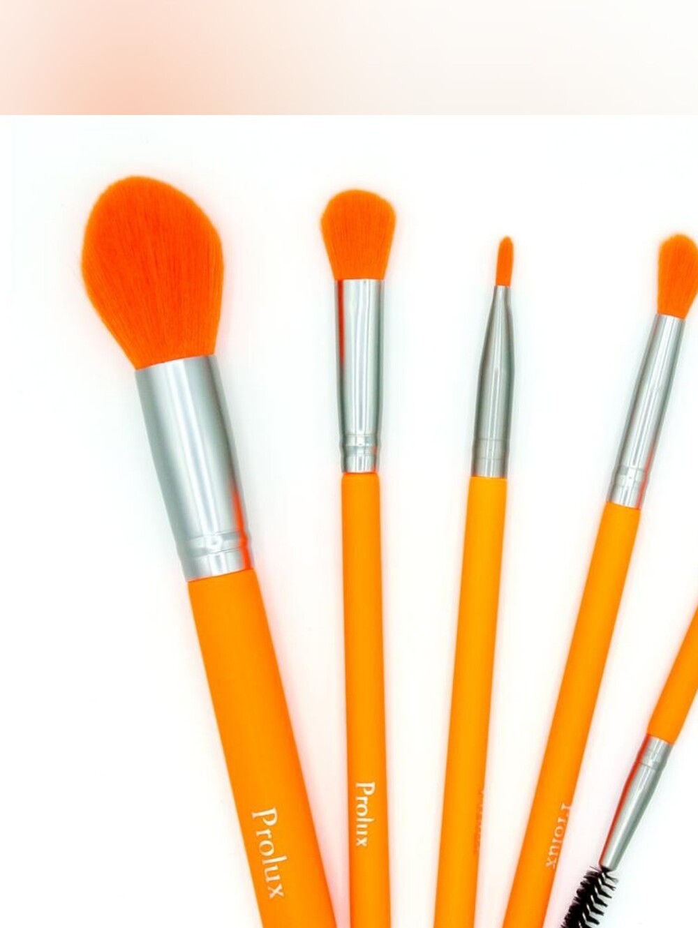 Prolux 5-Piece Orange Makeup Brush Set Face & Eye Brushes NEW